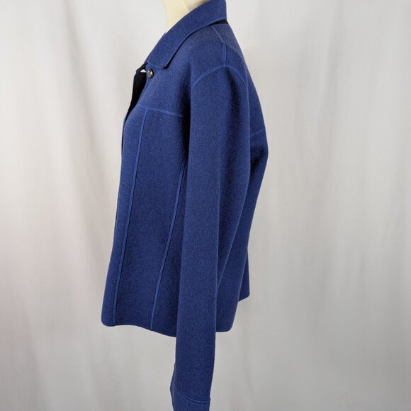 Icelandic Design Blue Wool Cardigan Jacket Shacket Button Up Womens Sz M/L - Picture 3 of 7